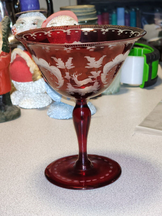 6" Bohemian glass goblets 1 Perfect 1 with small rim chips see pictures, Antiques, David's Antiques and Oddities