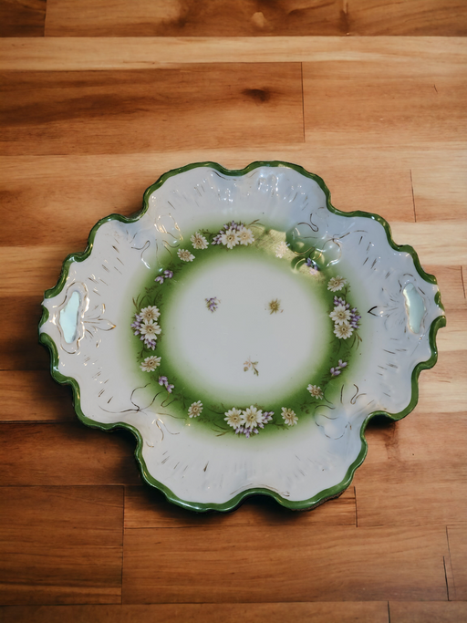 Green and White Floral Rosenthal & Co. B.R.C. Germany 11.25" Diameter bowl, Antiques, David's Antiques and Oddities