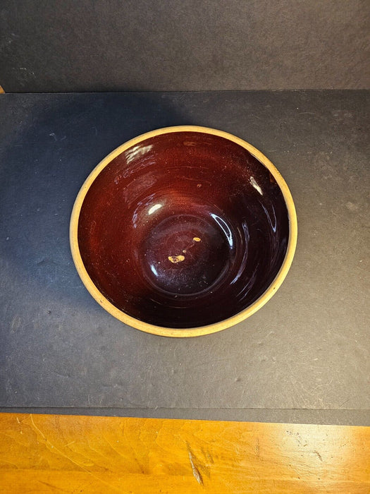 primitively made 9" brown mixing bowl/ USA/ 1930s/no Damage, Antiques, David's Antiques and Oddities