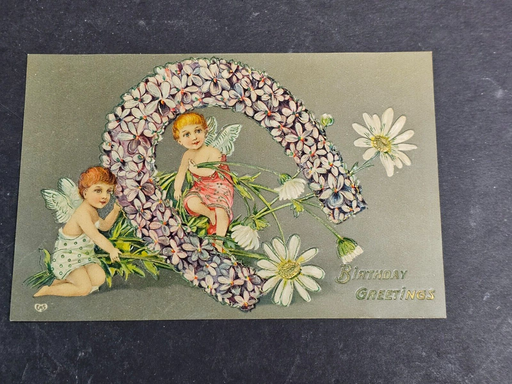 Early 1900s post cards excellent sha[pe birthday greetings auto industry colored, Antiques, David's Antiques and Oddities