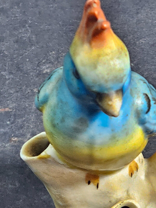 German pie bird 5" colorful parrot blue orange and yellow marked Germany