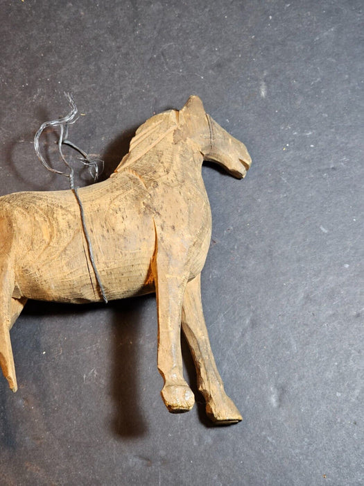 Super Primitive hand carved horse christmas ornament or toy early 1900s 1 broken, Antiques, David's Antiques and Oddities