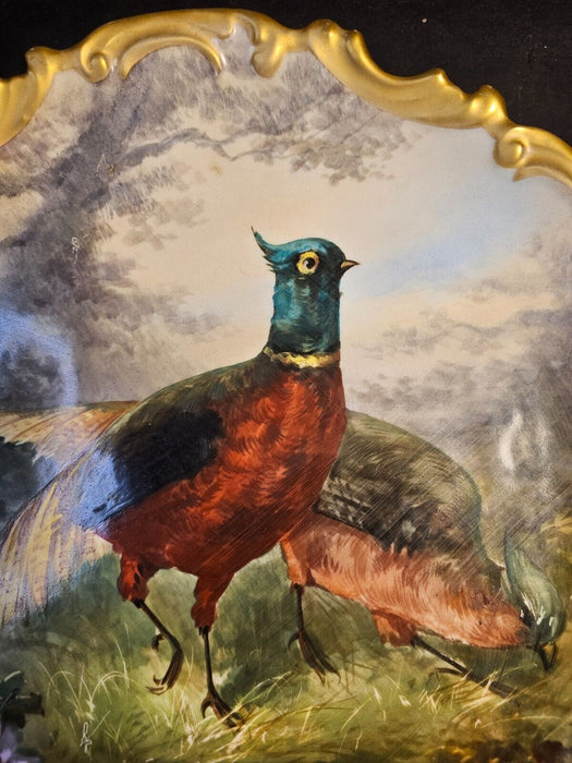 Limoges plate 13 " hand painted pheasants/wild life series/see pics/rich earth