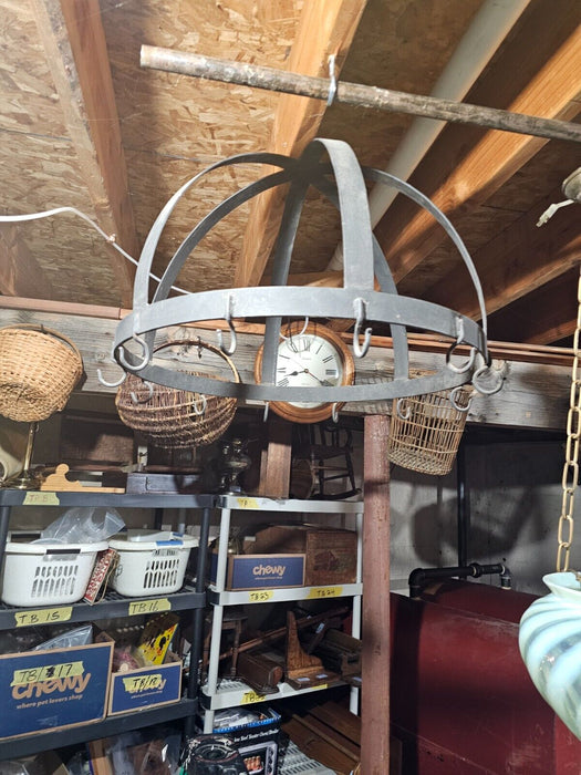 Large pot rack steel welded 27" Diameter/18" H 12 hooks 16 lbs, Antiques, David's Antiques and Oddities