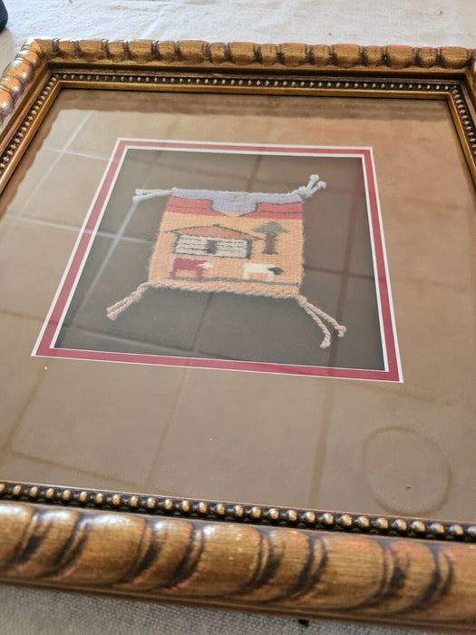 Crown Point New Mexico reservation 3.5 x3.5 rug  pro framed 16x16, Antiques, David's Antiques and Oddities