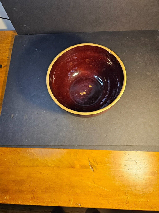 primitively made 9" brown mixing bowl/ USA/ 1930s/no Damage, Antiques, David's Antiques and Oddities