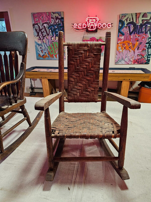 Super primitive craftsman made Heeled through rockers wood pinned joints. 20x30, Antiques, David's Antiques and Oddities