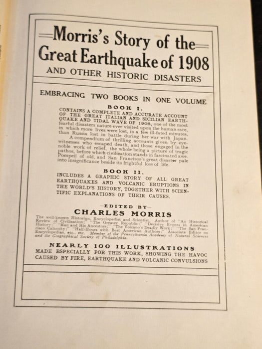 Morris story of the great 1908 earth quake clean 448 pages, Antiques, David's Antiques and Oddities