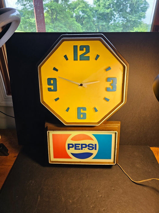 Pepsi clock lights and runs/ 20 x13/ as found plastic construction, Antiques, David's Antiques and Oddities