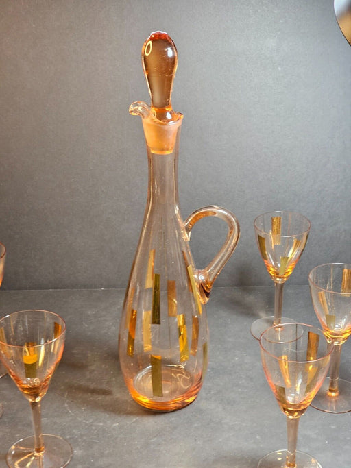 Mid Century Modern 15' Blown Decanter with Polished Pontil and 6 / 6 inch Goblet, Antiques, David's Antiques and Oddities
