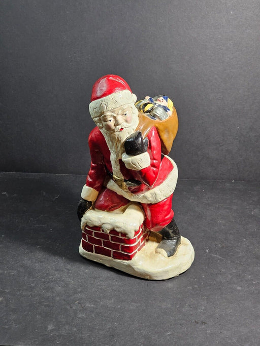 Chalkware santa Great image Chimney and  toys . 1950s, Antiques, David's Antiques and Oddities