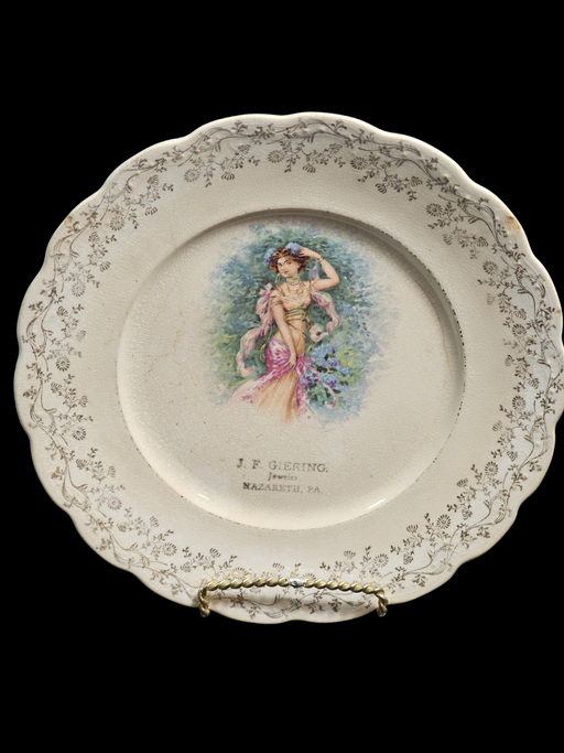 Nazareth Pa plate J.F. Giering Jeweler ,Lebeau Porcelain late 1890s, Antiques, David's Antiques and Oddities