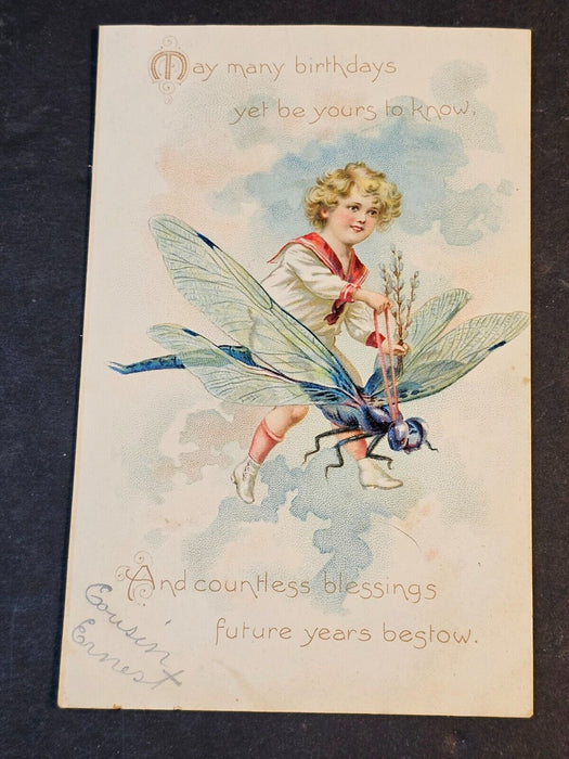 Tuck postcards 2 happy birthday 1903 great imagery., Antiques, David's Antiques and Oddities