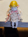 Seated solid german bisque doll . Aprox. 4" lace dress, blond hair., Antiques, David's Antiques and Oddities