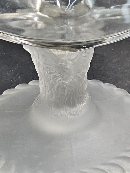 Pressed glass lion head compote frosted base 7"high 8" diameter Perfect, Antiques, David's Antiques and Oddities