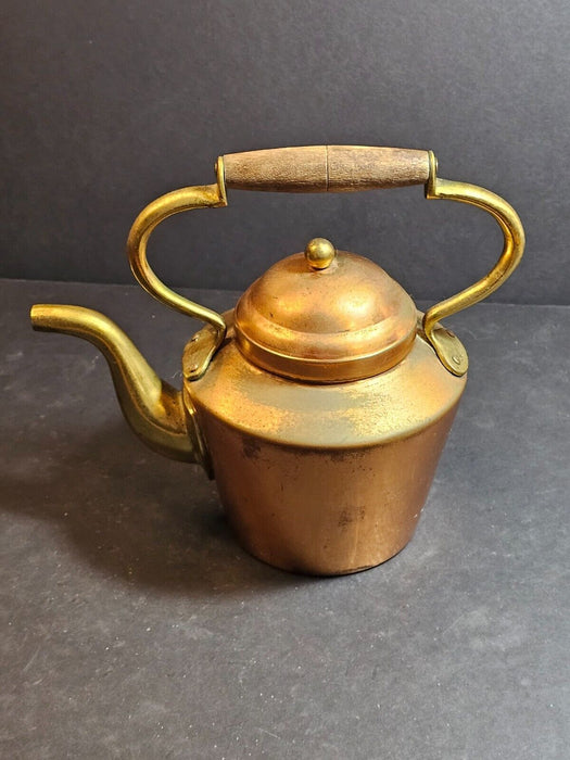 Copper and Brass Mid-Century Modern Tea Kettle Copper Ware, Antiques, David's Antiques and Oddities