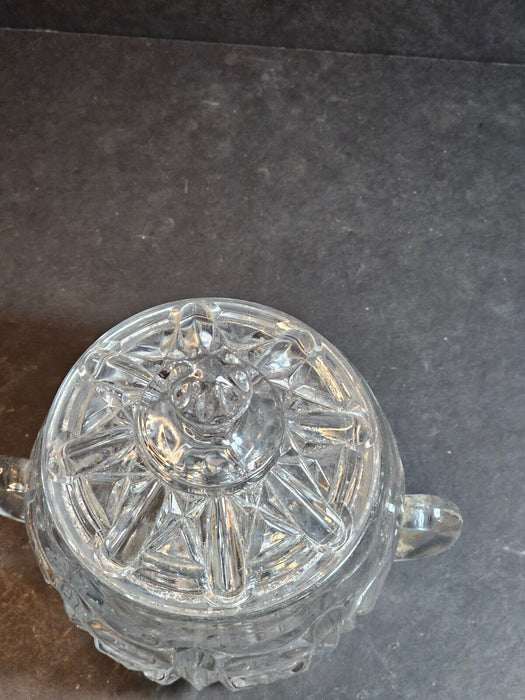 Double handled 1940s pressed glass covered sugar bowl, Antiques, David's Antiques and Oddities