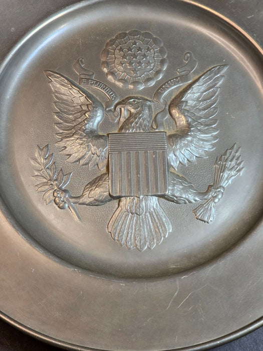 Pewter 13" Seal of the United States Hanging Plate: A Regal Touch by Royal Hol., Antiques, David's Antiques and Oddities