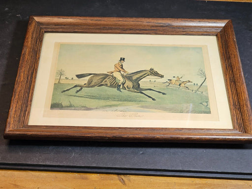 Hunt print H Alken 12 x16 with oak frame The Run. soft tones, Antiques, David's Antiques and Oddities