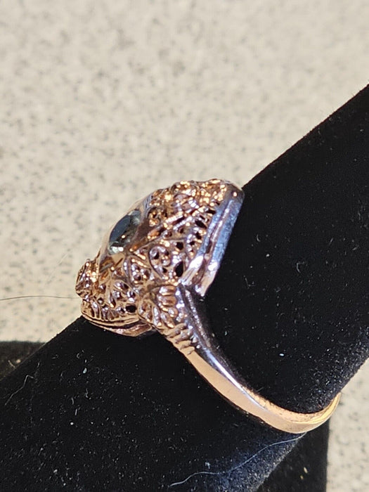 ladies ring aquamarine gold plated rose gold setting size 6., Antiques, David's Antiques and Oddities