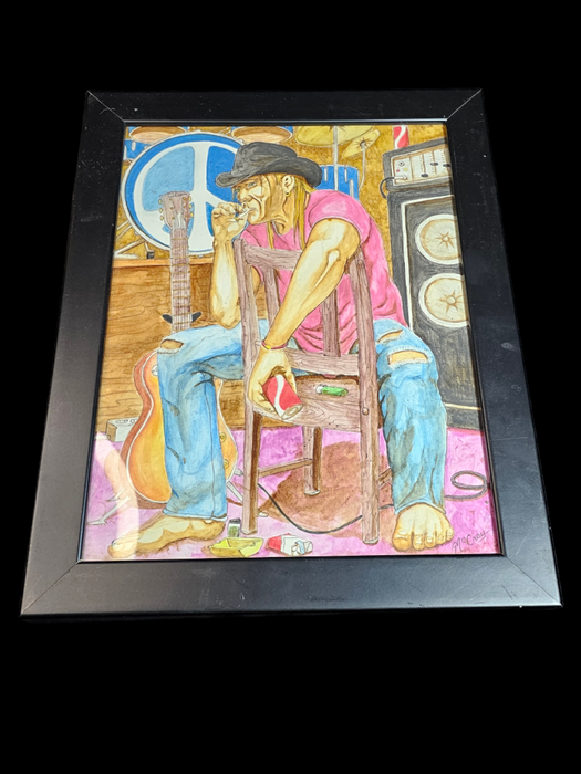 Prison art from 2010 RockaBilly 11"x14" with frame, colored pencil by McCray, Antiques, David's Antiques and Oddities