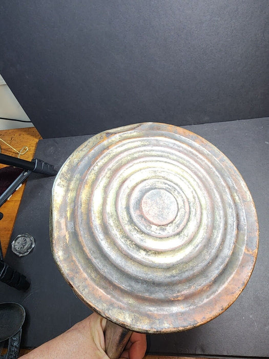 Nickel on copper kettle 7 " high x 10" wide.