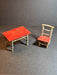 Early 1900s hand made table and chair faux painted like birch  Aprox. 6" each, Antiques, David's Antiques and Oddities