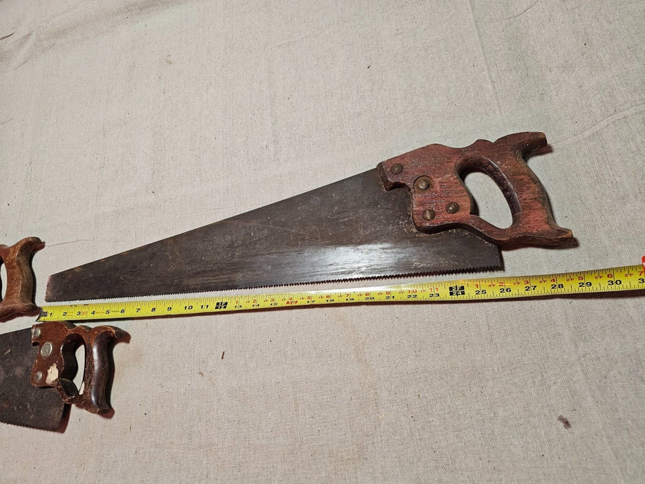 5 hand saws mid 1930s/ all usable/ as found/