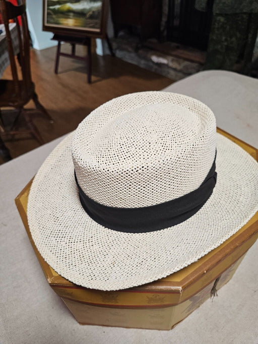 Hat straw white one size/ late 60s early 70s/ great shape, Antiques, David's Antiques and Oddities