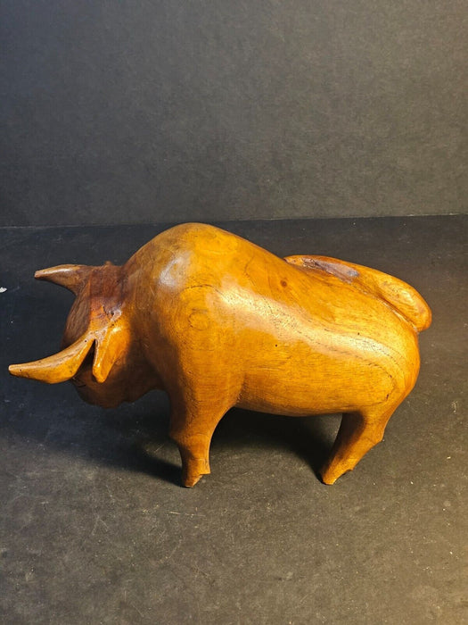 Wood carved Bull at least 40 yrs old/10 x7/ nice wood carving/, Antiques, David's Antiques and Oddities