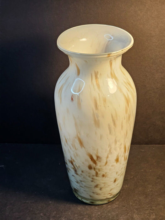 White blown art glass white with gold fleck/ground pontiel/, Antiques, David's Antiques and Oddities