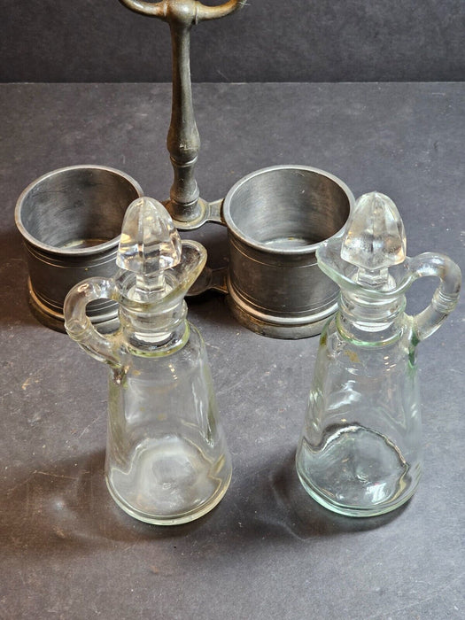 Cruet Set Pewter Holder Italy Hallmarked, Antiques, David's Antiques and Oddities