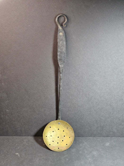 Forged steel and brass strainer by craftsman in the 1970s w/ makers mark. 15", Antiques, David's Antiques and Oddities