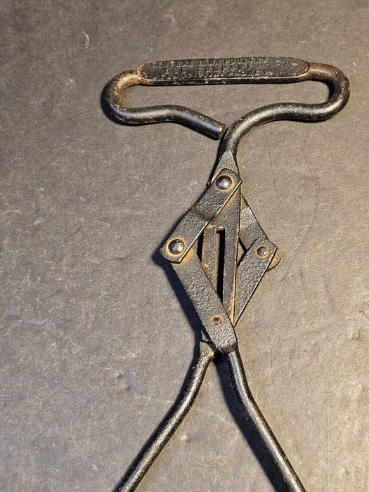 Primitive ice tongs/Central Iowa poultry and egg company/advertising giveaways