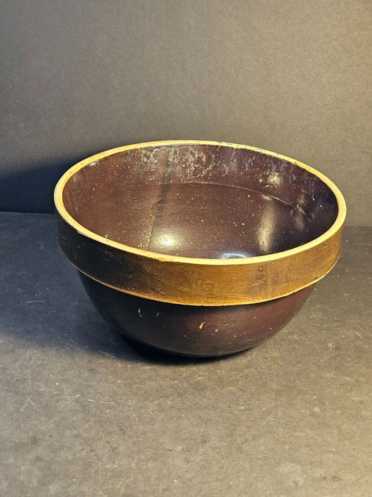 9" In primitively made stone wear brown bowl/ unmarked / packed away for 40 yrs., Antiques, David's Antiques and Oddities