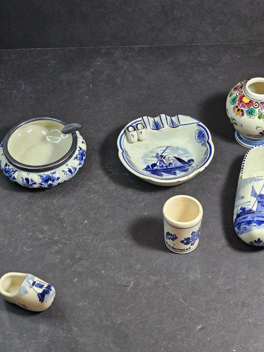 Delft 7 pieces mainly from the 1940s 3" to 5" Some smaller blue and white, Antiques, David's Antiques and Oddities