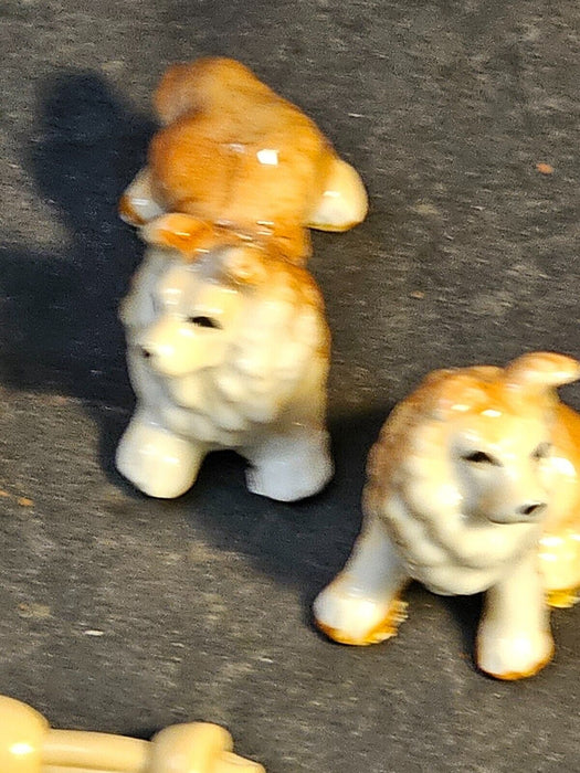 Ceramic dogs with bone/ tea set/delft tile/2 stangle sample flower pots/hairline, Antiques, David's Antiques and Oddities