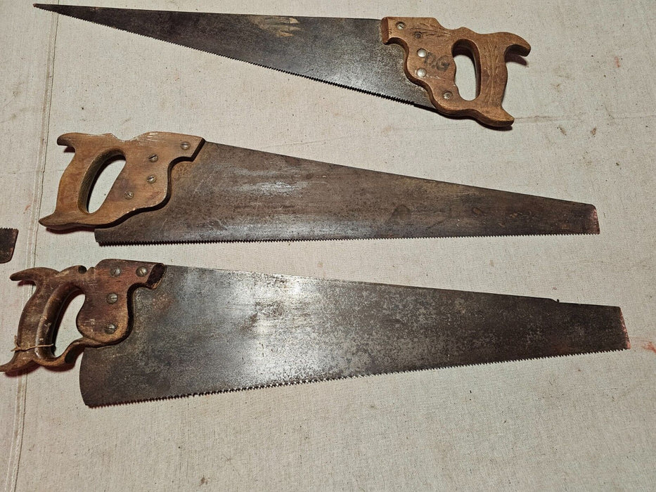 5 old school hand saws  READY FOR WORK one money for all, Antiques, David's Antiques and Oddities