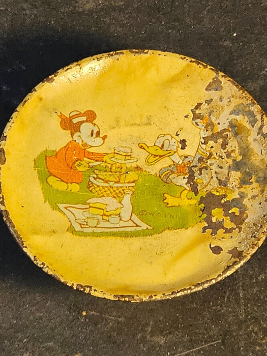 Tin well played with mickey and friends 1930s 2 " cup/ great graphics, Antiques, David's Antiques and Oddities