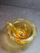 Amber etched compote 6.5 wx3.75 high, floral with line etching., Antiques, David's Antiques and Oddities