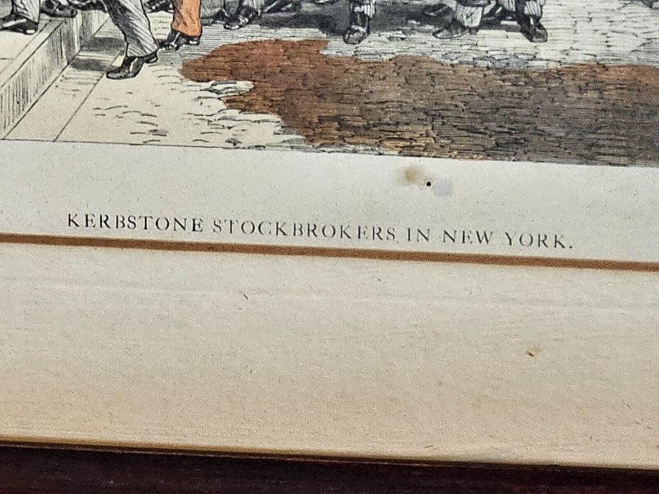 Kerbstone stock brokers in new york 18 x15/toned print as found 1890s/cool image, Antiques, David's Antiques and Oddities