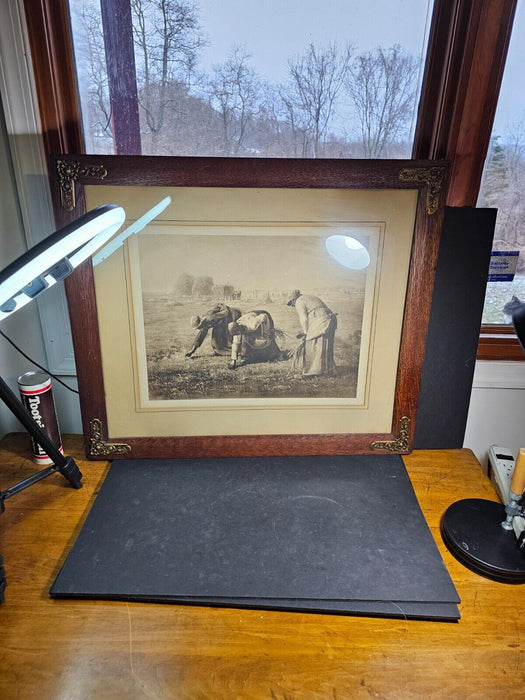 The Gleaner's By Millet  27.5x23.5 Print in original frame as found late 1800s, Antiques, David's Antiques and Oddities