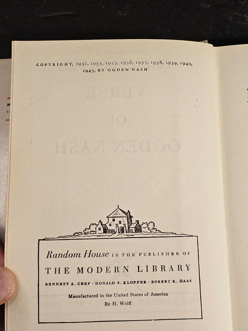 Ogden Nash 1945 edition 243 pgs. original dust jacket collect or just read, Antiques, David's Antiques and Oddities