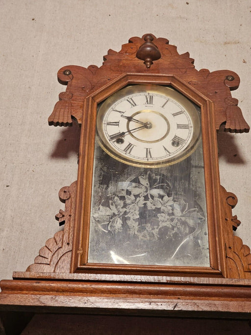 Ansonia walnut clock 20 x 15 as found/key and pendulum, Antiques, David's Antiques and Oddities