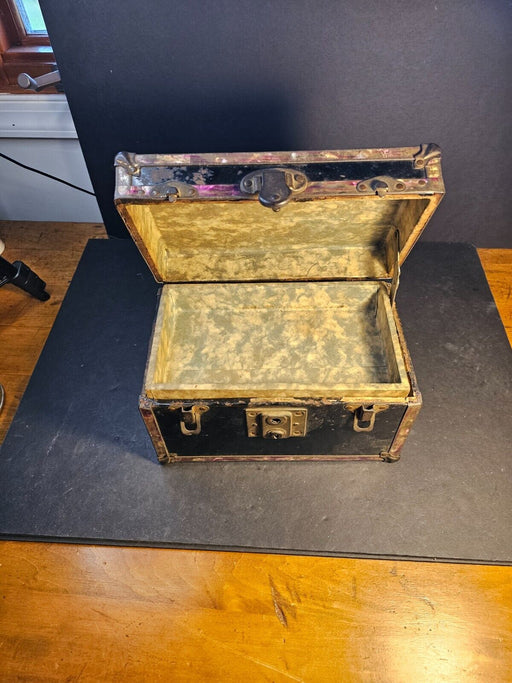 Childs/doll steamer trunk/original as found/ metal and wood, Antiques, David's Antiques and Oddities