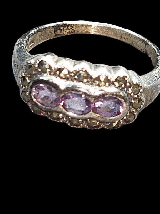 Vintage 1980 German-Import Amethyst & Marcasite Sterling Ring, Antiques, David's Antiques and Oddities