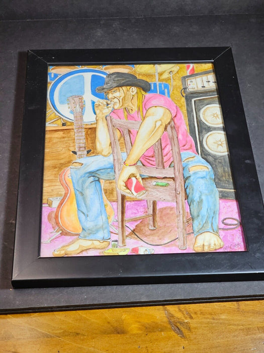 Prison art from 2010 RockaBilly 11"x14" with frame, colored pencil by McCray, Antiques, David's Antiques and Oddities