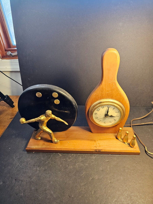 United Bowling Clock Approx 14 1/2" long and 12 1/2"  tall clock  notwork. 1960s, Antiques, David's Antiques and Oddities