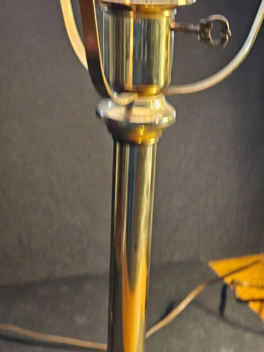 Student style light 1970s 21" tall brass great globe and chimney  Works, Antiques, David's Antiques and Oddities