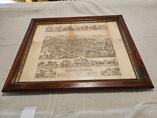 Nazareth Pa  Printengraving of tow 1885 26 x 32 original walnut frame as found, Antiques, David's Antiques and Oddities